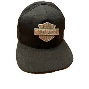 Vintage Harley Davidson Black Snapback Cap Hat Metal Logo American Needle